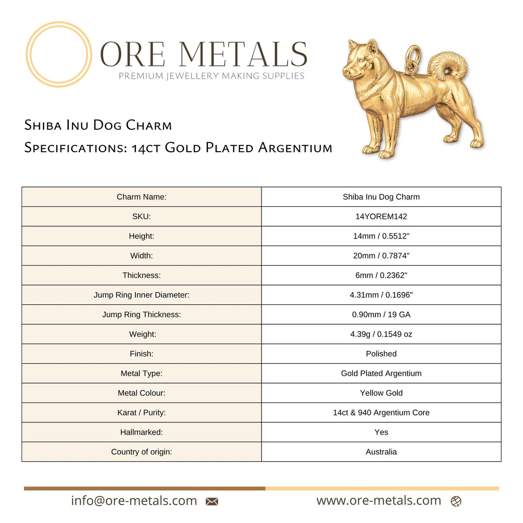 14ct Gold Plated - Shiba Inu Dog Charm