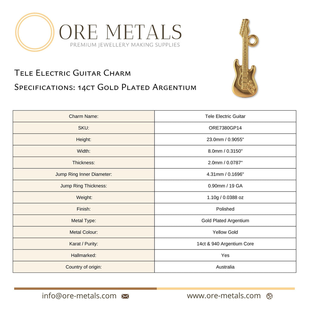 14ct Gold Plated - Tele Electric Guitar Charm