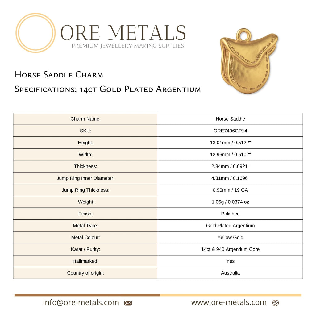 14ct Gold Plated - Horse Saddle Charm