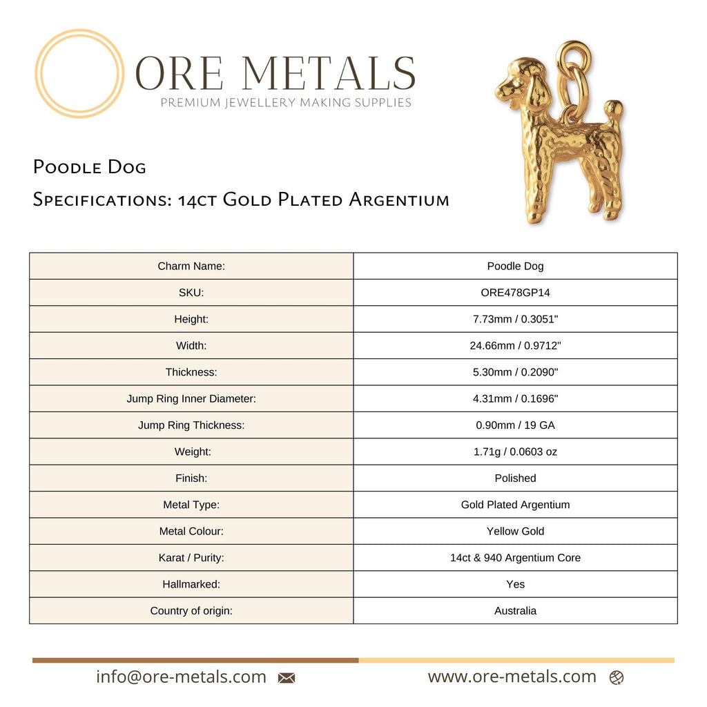 14ct Gold Plated - Poodle Dog Charm