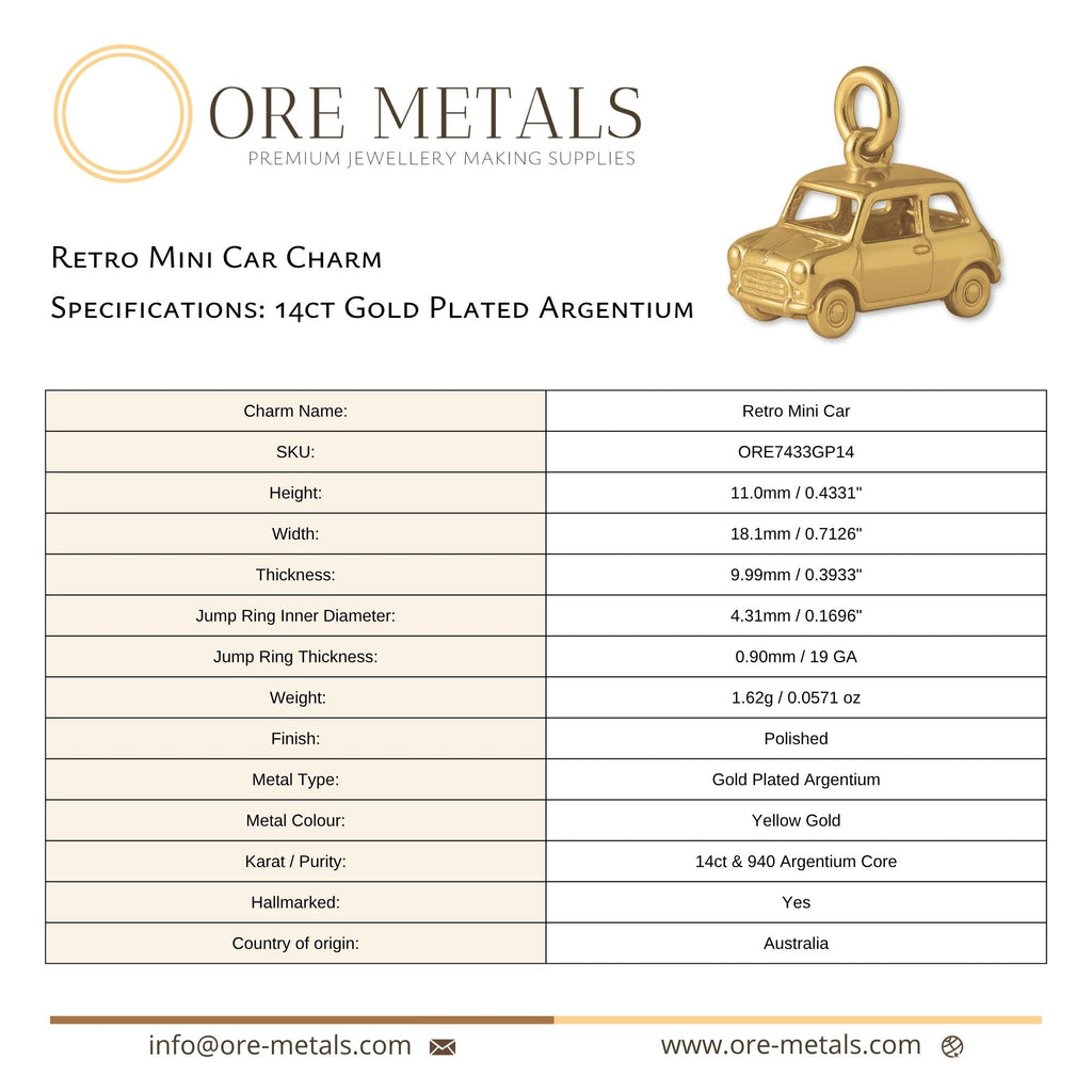 14ct Gold Plated - Retro Mini Car Charm