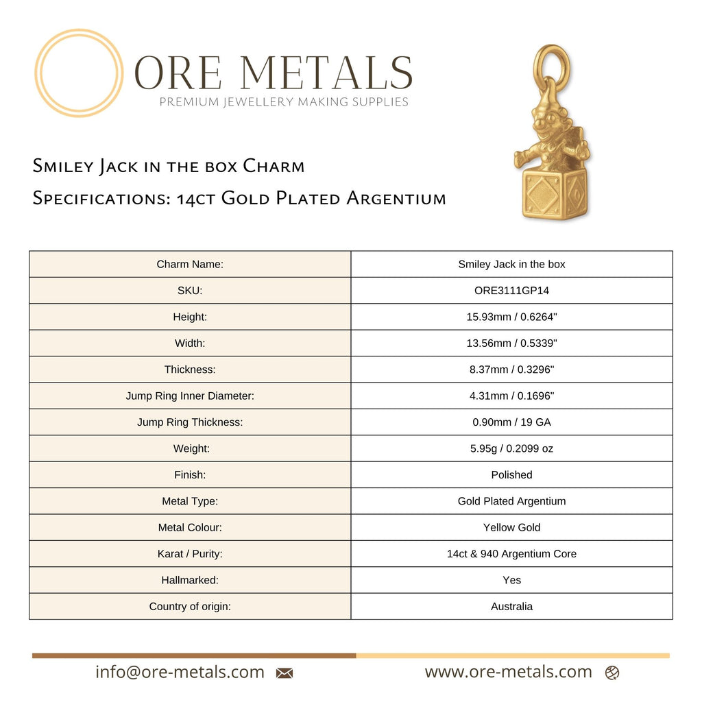 14ct Gold Plated - Smiley Jack in the Box Charm