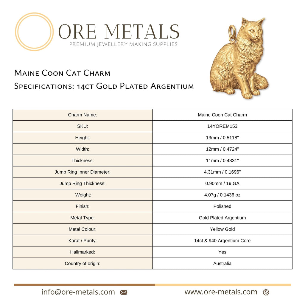 14ct Gold Plated - Maine Coon Cat Charm