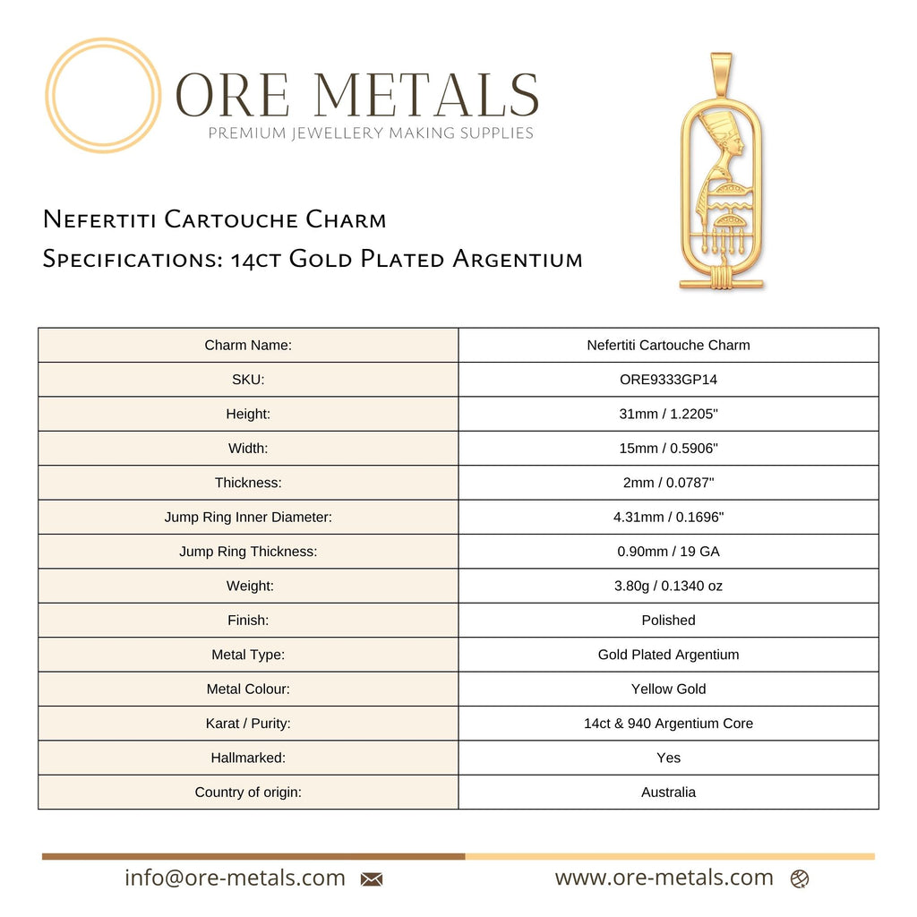 14ct Gold Plated - Nefertiti Cartouche Charm