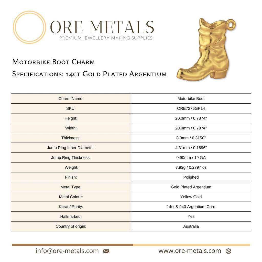 14ct Gold Plated - Motorbike Boot Charm