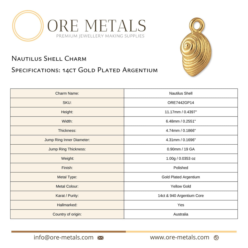 14ct Gold Plated - Nautilus Shell Charm