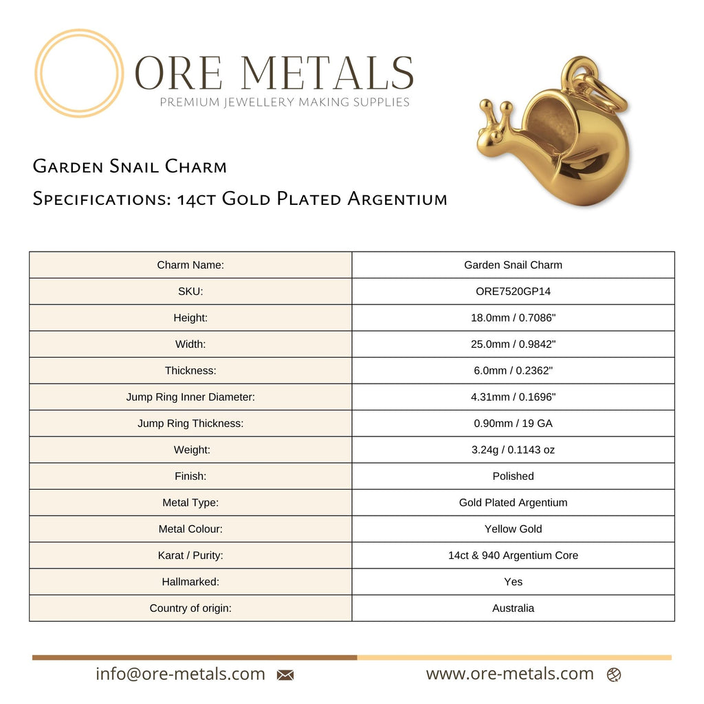 14ct Gold Plated - Garden Snail Charm