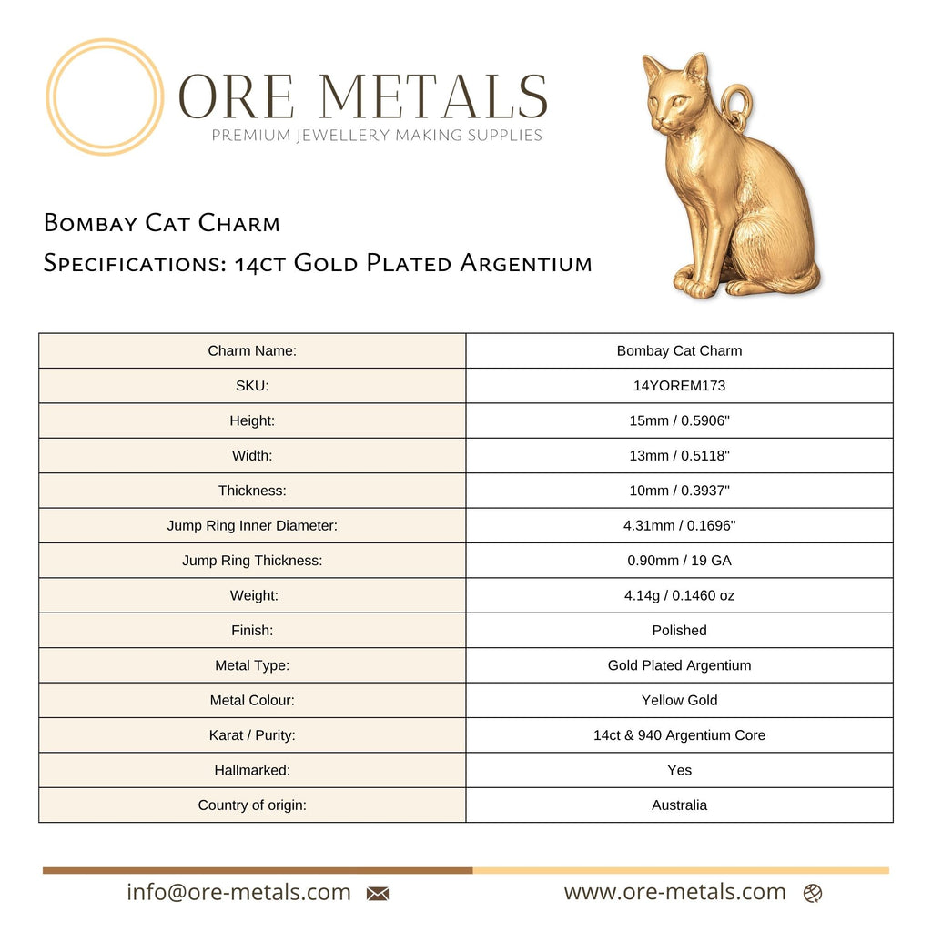 14ct Gold Plated - Bombay Cat Charm