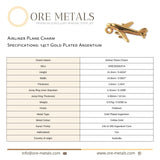 14ct Gold Plated - Airliner Plane Charm