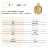 14ct Gold Plated - Four-Leaf Clover Amulet Charm