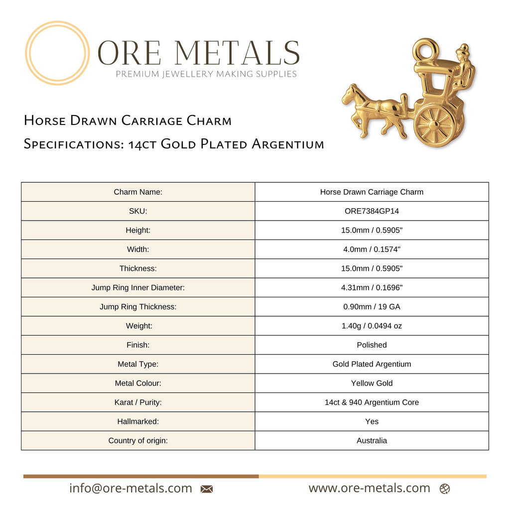 14ct Gold Plated - Horse Drawn Carriage Charm