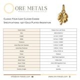 14ct Gold Plated - Classic Four-Leaf Clover Charm