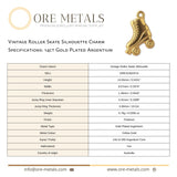 14ct Gold Plated - Vintage Roller Skate Silhouette Charm