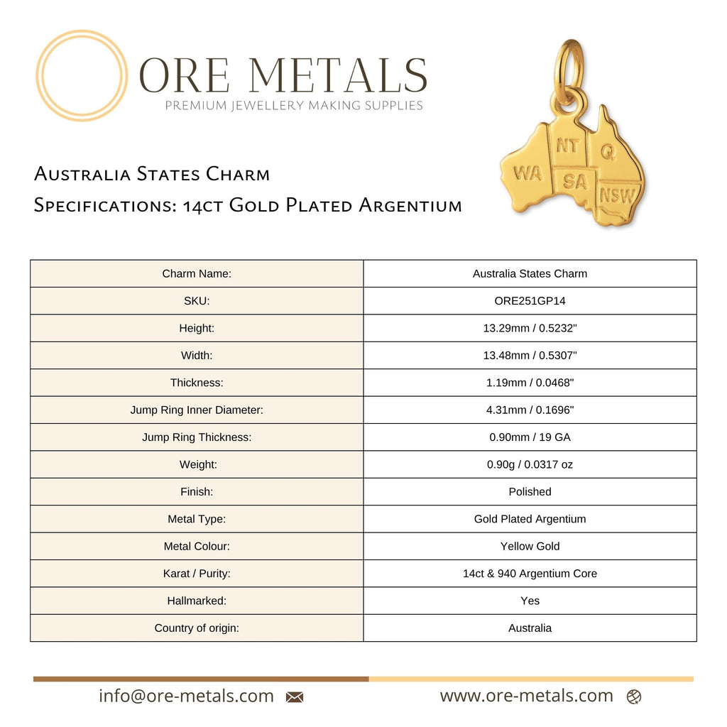 14ct Gold Plated - Australia States Charm