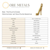 14ct Gold Plated - Bow Toe Stiletto Charm