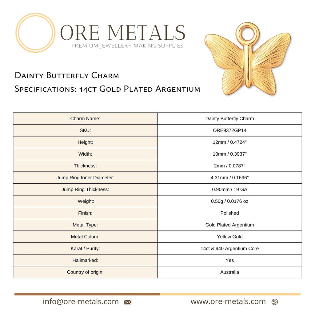 14ct Gold Plated - Dainty Butterfly Charm