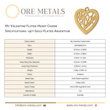 14ct Gold Plated - My Valentine Fluted Heart Charm
