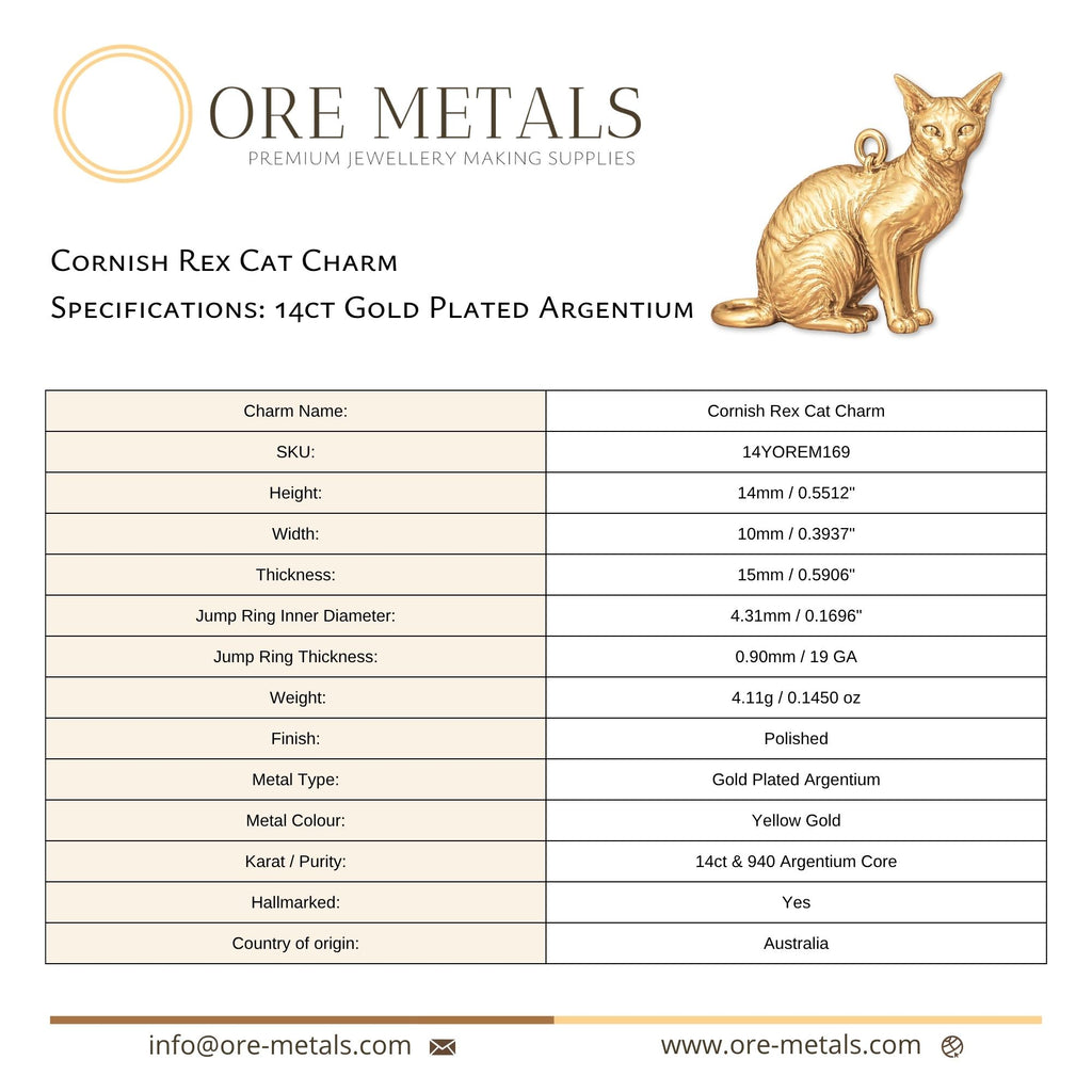 14ct Gold Plated - Cornish Rex Cat Charm