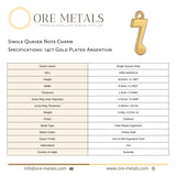 14ct Gold Plated - Single Quaver Note Charm