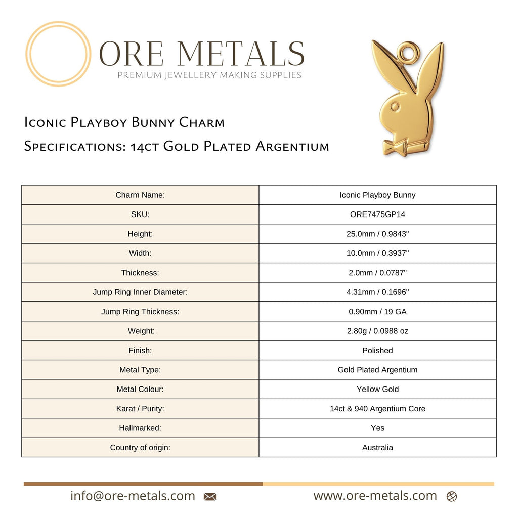 14ct Gold Plated - Iconic Playboy Bunny Charm