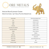 14ct Gold Plated - African Bush Elephant Charm