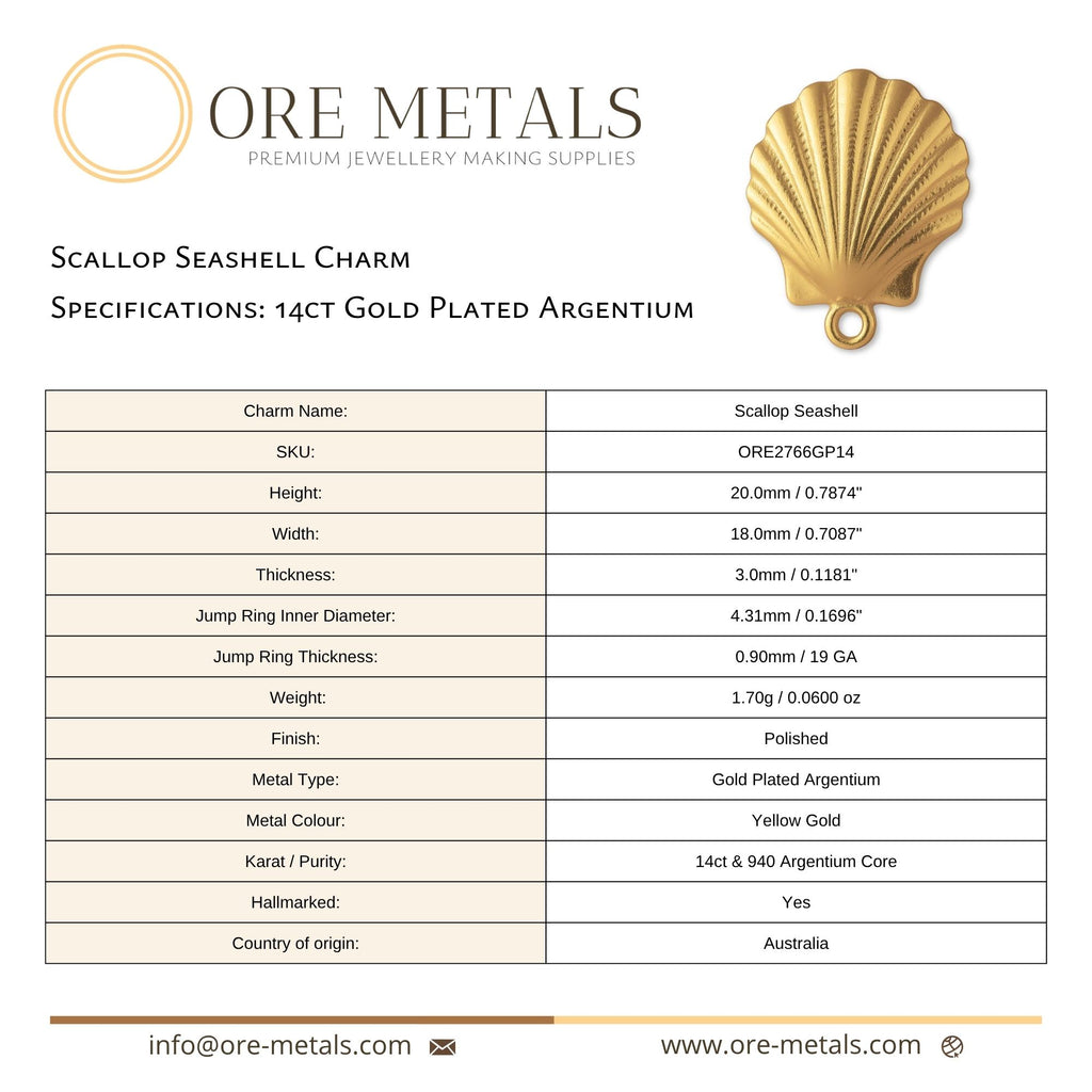 14ct Gold Plated - Scallop Seashell Charm
