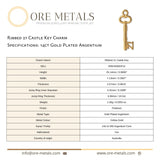 14ct Gold Plated - Ribbed 21 Castle Key Charm