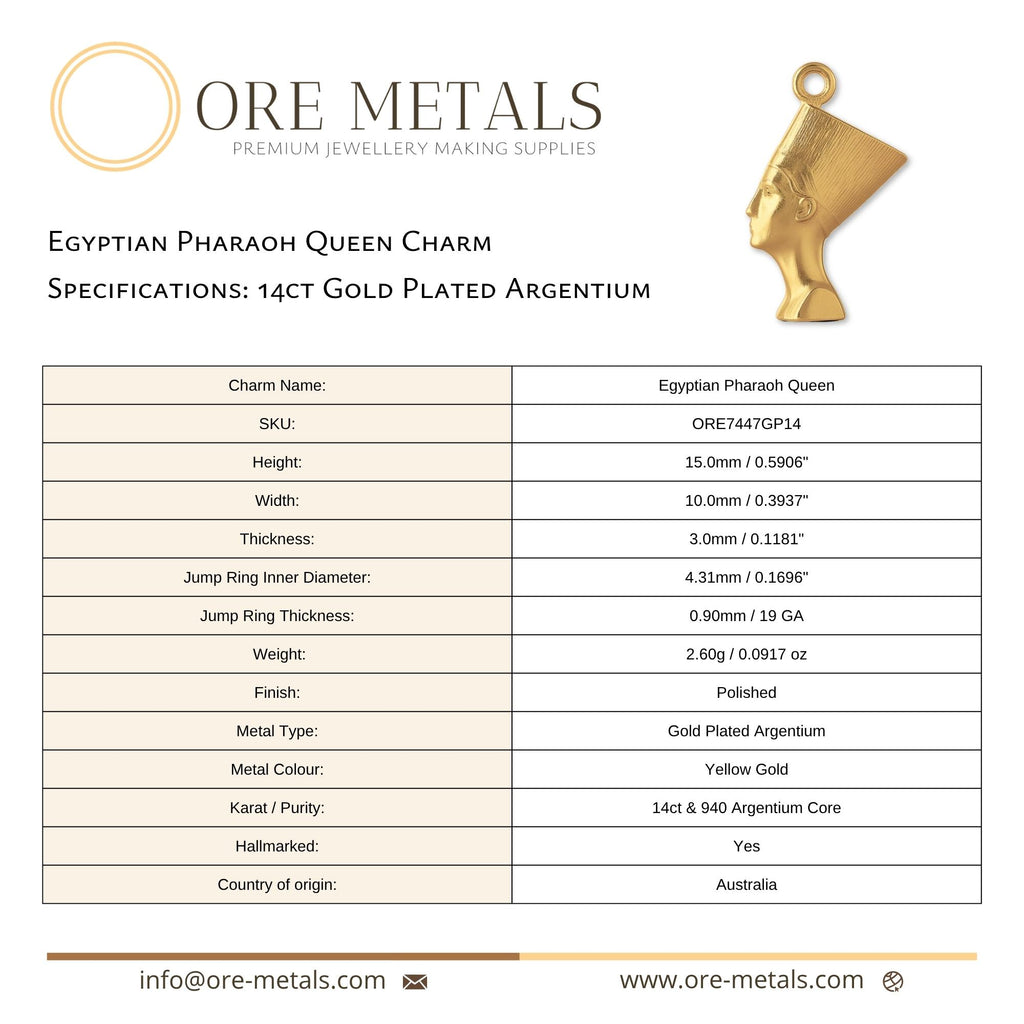 14ct Gold Plated - Egyptian Pharaoh Queen Charm