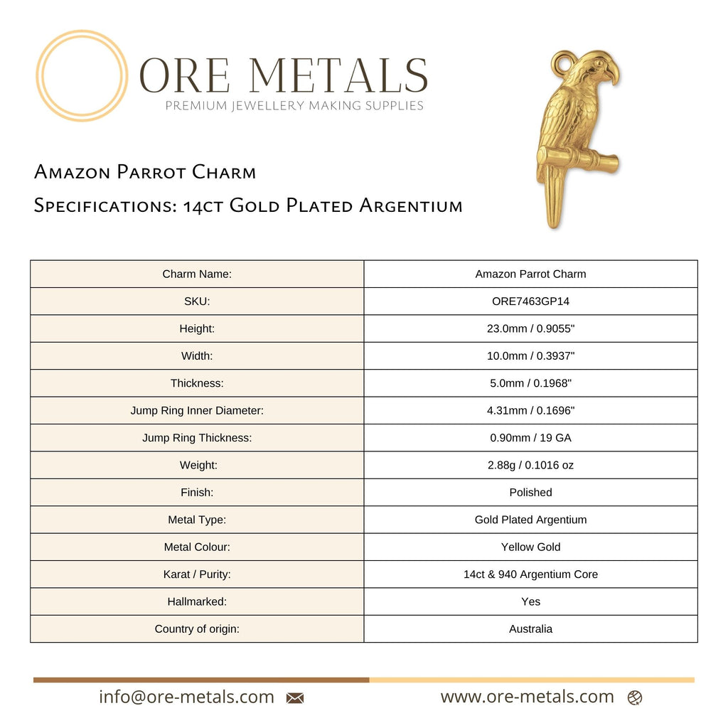 14ct Gold Plated - Amazon Parrot Charm