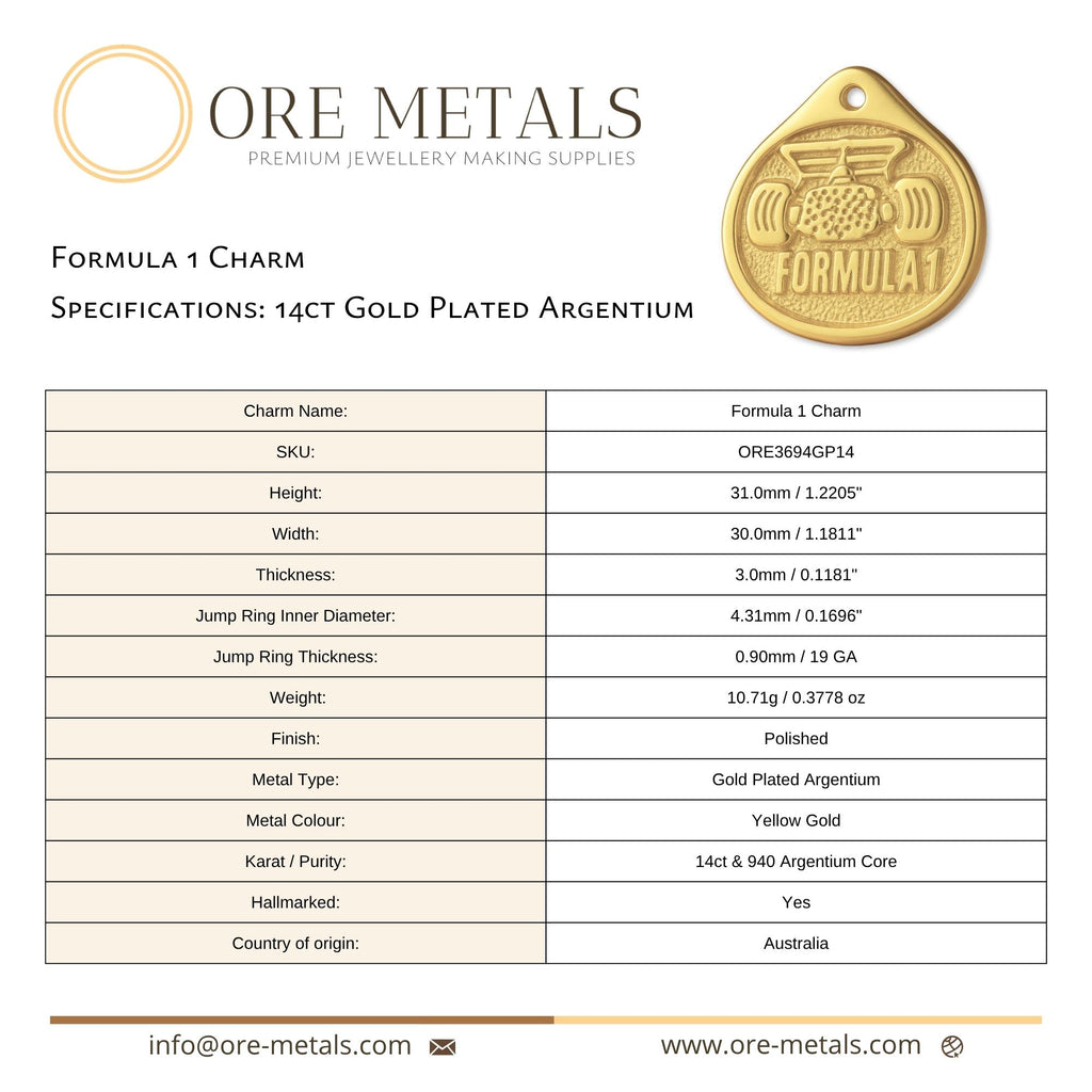14ct Gold Plated - Formula 1 Charm