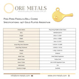 14ct Gold Plated - Table Tennis Paddle Charm