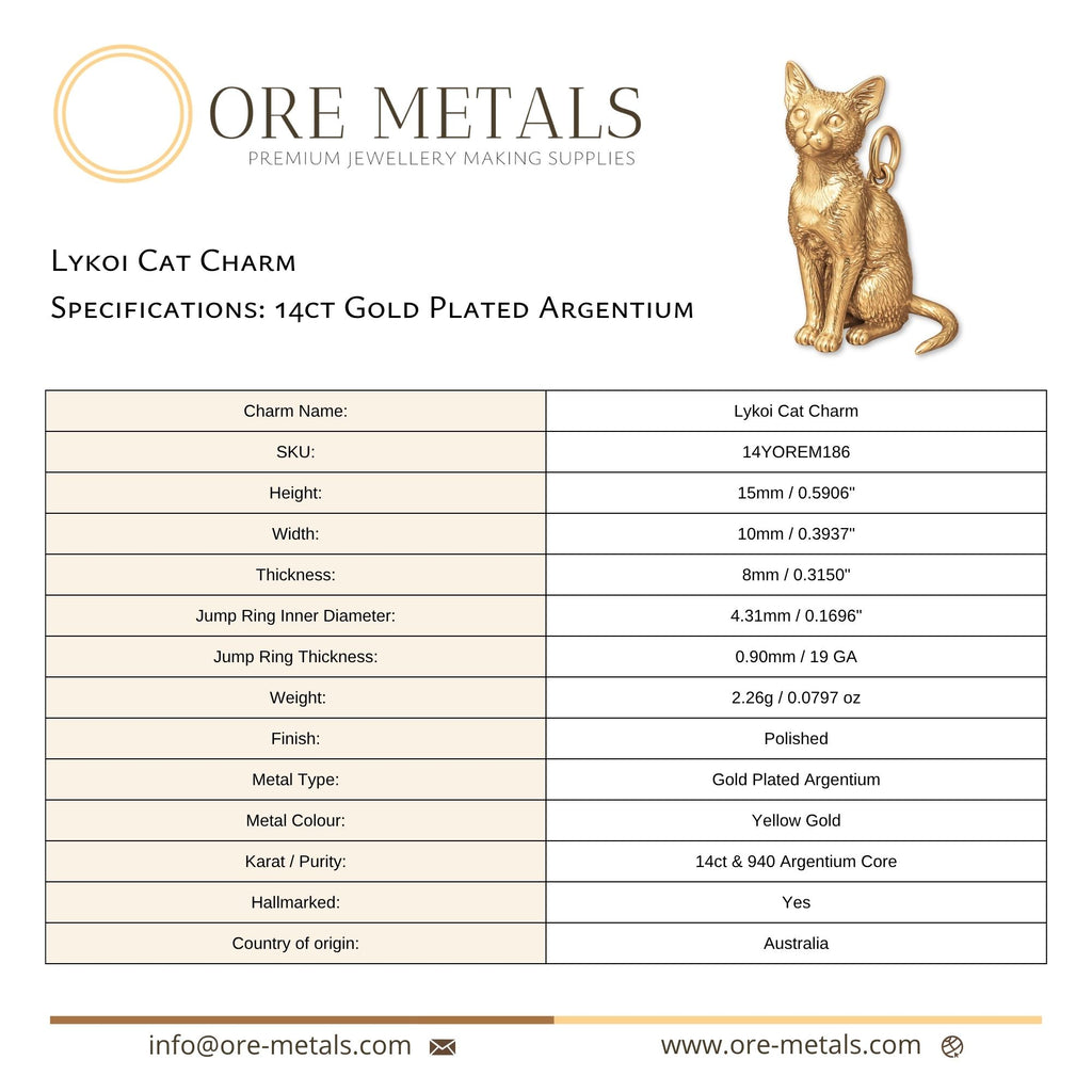 14ct Gold Plated - Lykoi Cat Charm