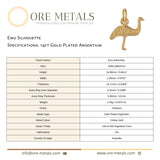 14ct Gold Plated - Emu Silhouette Charm