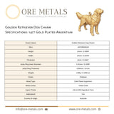 14ct Gold Plated - Golden Retriever Dog Charm