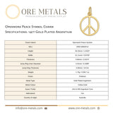 14ct Gold Plated - Openwork Peace Symbol Charm