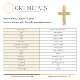 14ct Gold Plated - Rustic Swirl Crucifix Charm