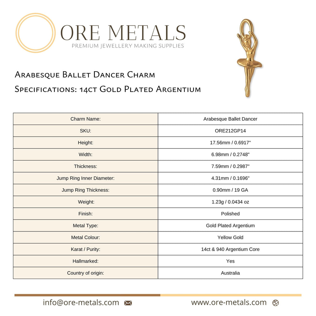 14ct Gold Plated - Arabesque Ballet Dancer Charm