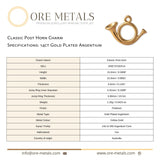 14ct Gold Plated - Classic Post Horn Charm