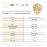 14ct Gold Plated - Happy Anniversary Openwork Heart Charm