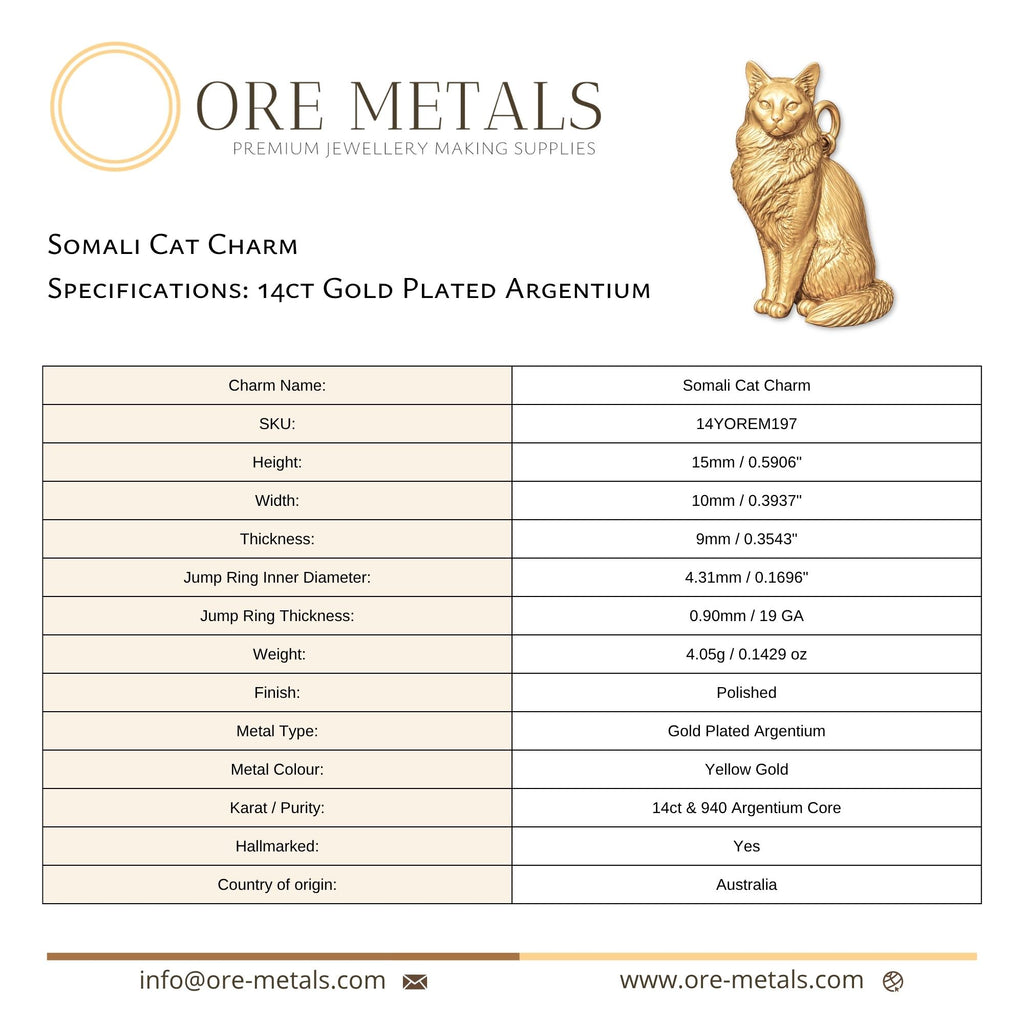 14ct Gold Plated - Somali Cat Charm
