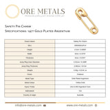 14ct Gold Plated - Safety Pin Charm