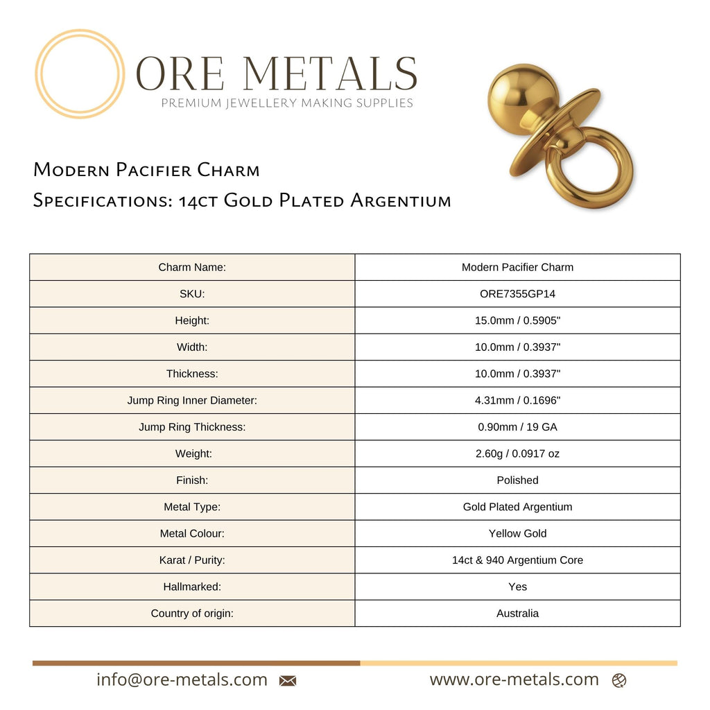 14ct Gold Plated - Modern Pacifier Charm