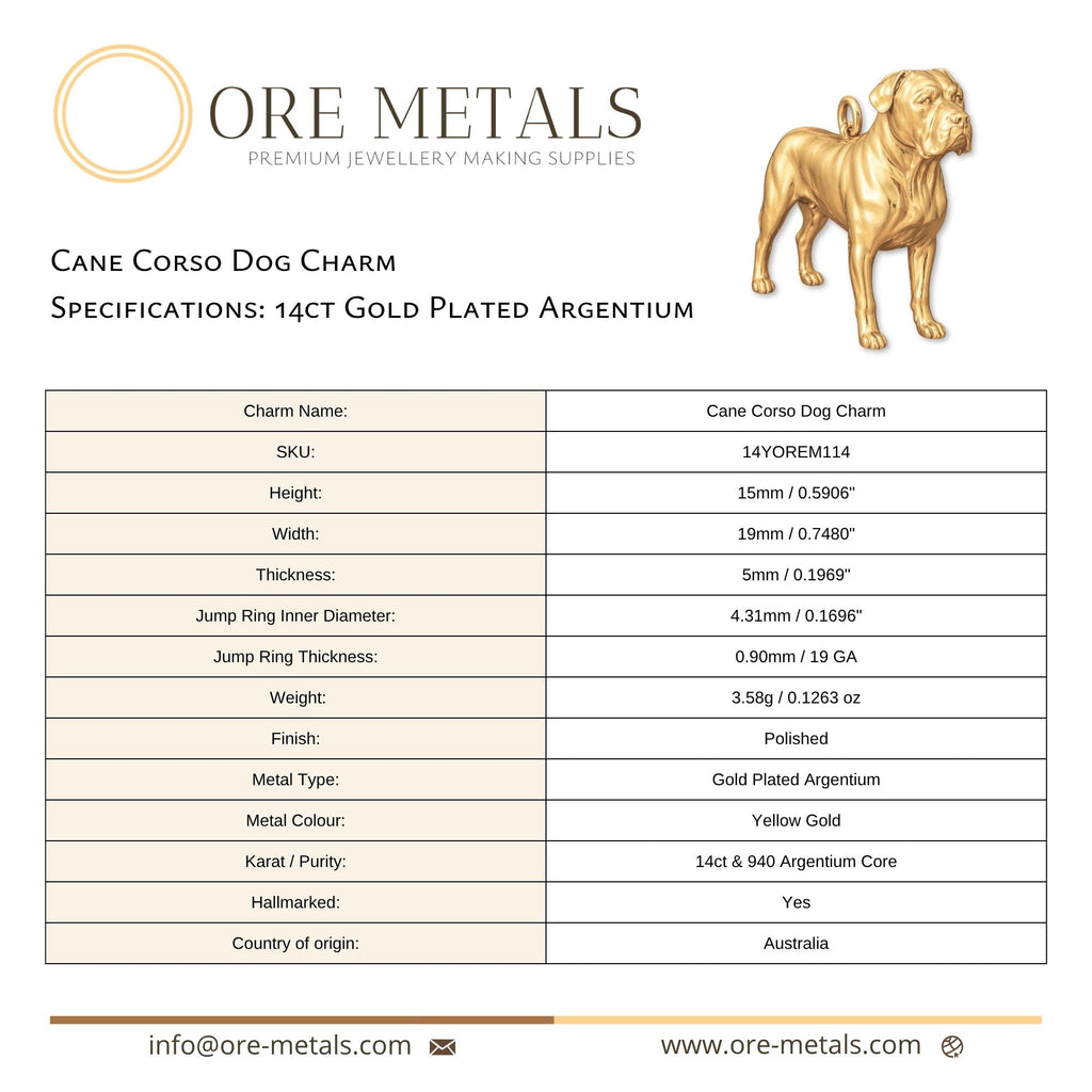 14ct Gold Plated - Cane Corso Dog Charm