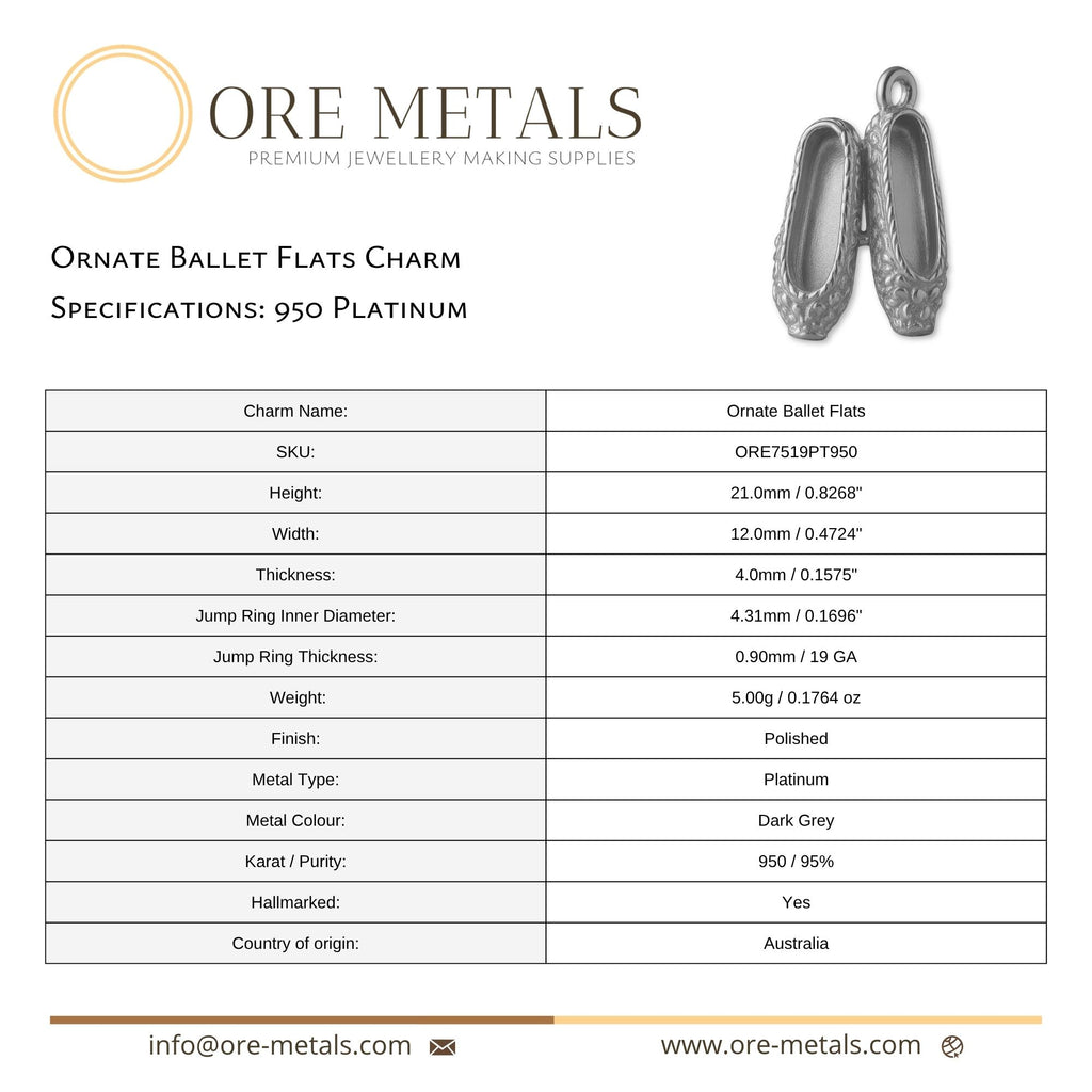 950 Platinum - Ornate Ballet Flats Charm