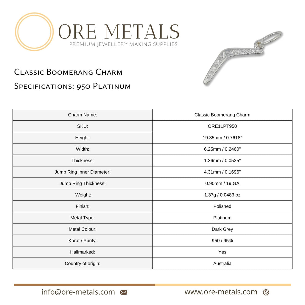 950 Platinum - Classic Boomerang Charm