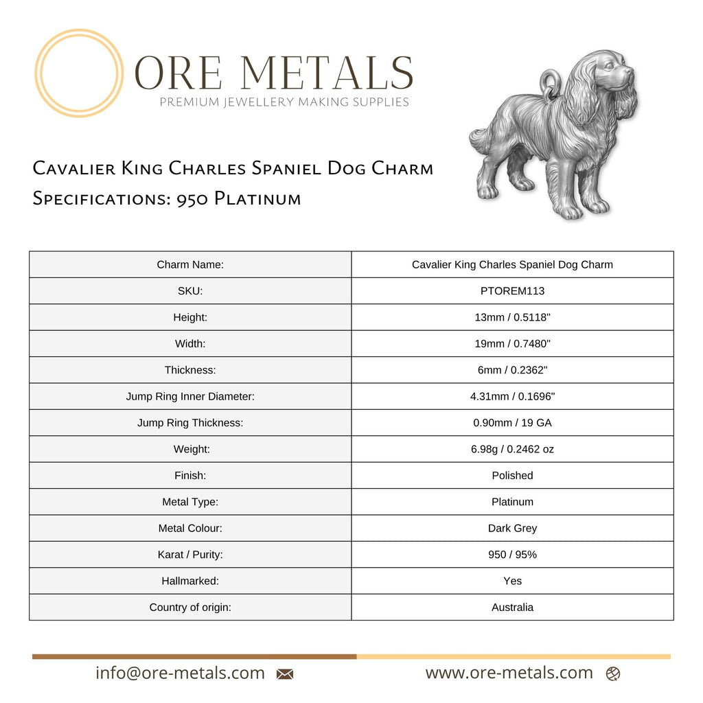 950 Platinum - Cavalier King Charles Spaniel Dog Charm