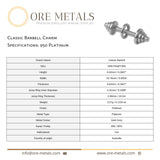 950 Platinum - Classic Barbell Charm