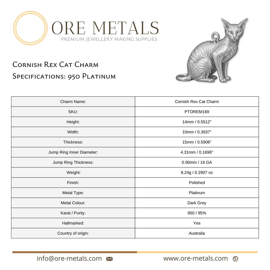 950 Platinum - Cornish Rex Cat Charm