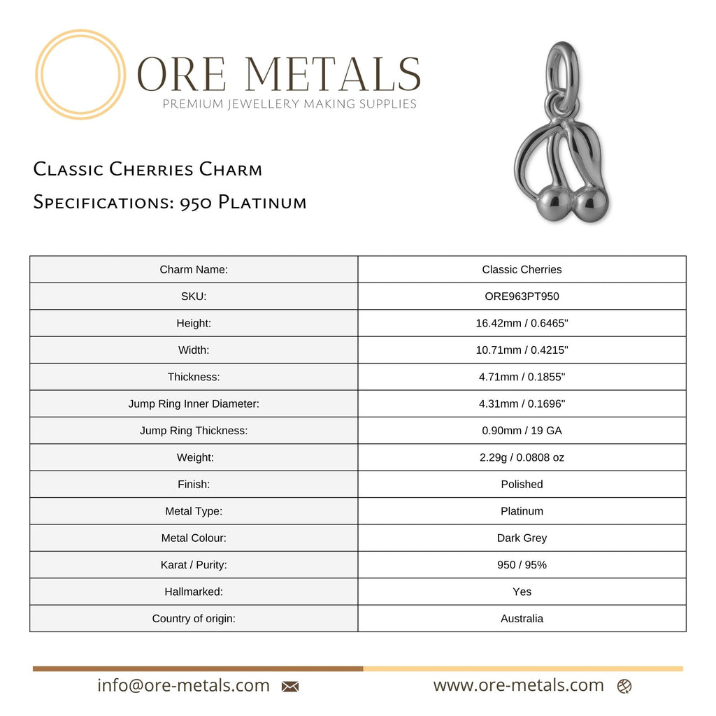 950 Platinum - Classic Cherries Charm