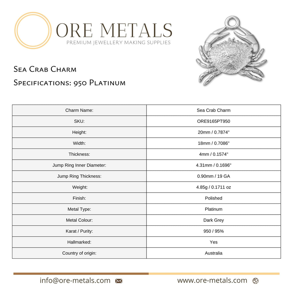 950 Platinum - Sea Crab Charm